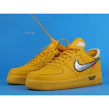 Off-White x Nike Air Force 1 Low Lemonade DD1876-700 University Gold/Metallic Silver Mens Womens Shoes