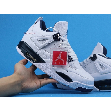 Air Jordan 4 Retro LS Legend Blue 314254-107 White/Legend Blue-Mdnght Navy Mens Womens Shoes