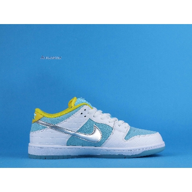 FTC x Nike Dunk Low SB Lagoon Pulse DH7687-400 White/Lagoon Pulse/Metallic Silver/Speed Yellow Sneakers