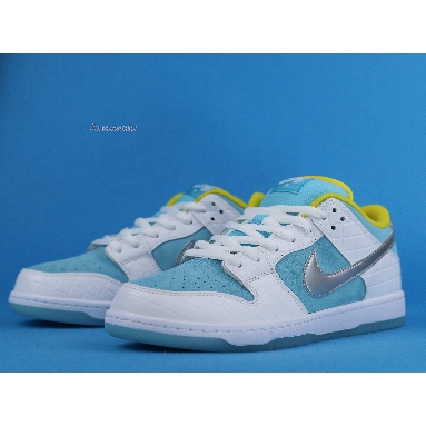 FTC x Nike Dunk Low SB Lagoon Pulse DH7687-400 White/Lagoon Pulse/Metallic Silver/Speed Yellow Sneakers