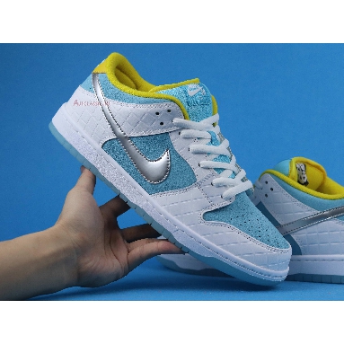 FTC x Nike Dunk Low SB Lagoon Pulse DH7687-400 White/Lagoon Pulse/Metallic Silver/Speed Yellow Sneakers