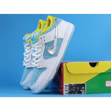 FTC x Nike Dunk Low SB Lagoon Pulse DH7687-400 White/Lagoon Pulse/Metallic Silver/Speed Yellow Sneakers