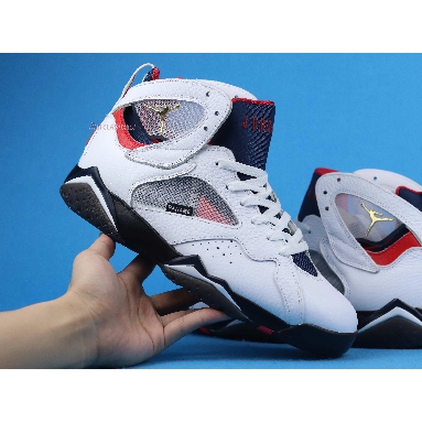 Paris Saint-Germain x Air Jordan 7 Retro Paname CZ0789-105 White/College Navy/Sport Royal/University Red Mens Womens Shoes