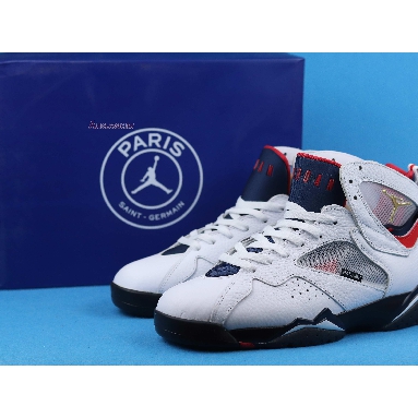 Paris Saint-Germain x Air Jordan 7 Retro Paname CZ0789-105 White/College Navy/Sport Royal/University Red Mens Womens Shoes