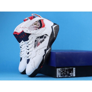 Paris Saint-Germain x Air Jordan 7 Retro Paname CZ0789-105 White/College Navy/Sport Royal/University Red Mens Womens Shoes