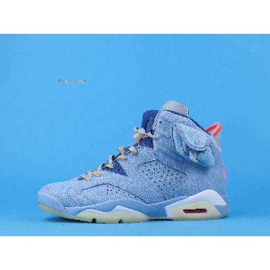 Travis Scott x Air Jordan 6 Retro Houston Oilers DH0690-400 White Card Blue/Cardine Blanche Mens Womens Shoes