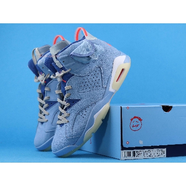 Travis Scott x Air Jordan 6 Retro Houston Oilers DH0690-400 White Card Blue/Cardine Blanche Mens Womens Shoes