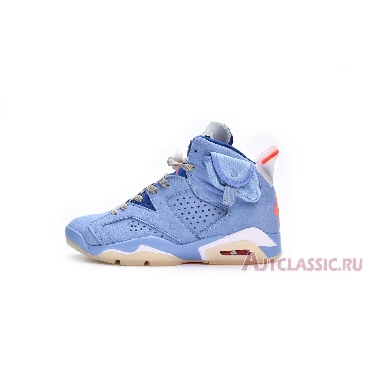 Travis Scott x Air Jordan 6 Retro Houston Oilers DH0690-400 White Card Blue/Cardine Blanche Mens Womens Shoes