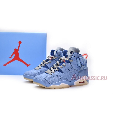 Travis Scott x Air Jordan 6 Retro Houston Oilers DH0690-400 White Card Blue/Cardine Blanche Mens Womens Shoes