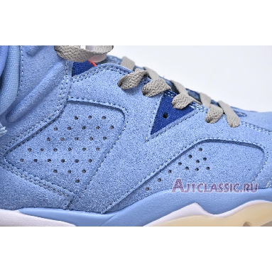 Travis Scott x Air Jordan 6 Retro Houston Oilers DH0690-400 White Card Blue/Cardine Blanche Mens Womens Shoes