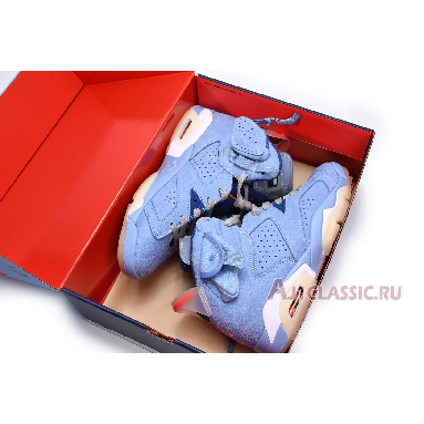 Travis Scott x Air Jordan 6 Retro Houston Oilers DH0690-400 White Card Blue/Cardine Blanche Mens Womens Shoes