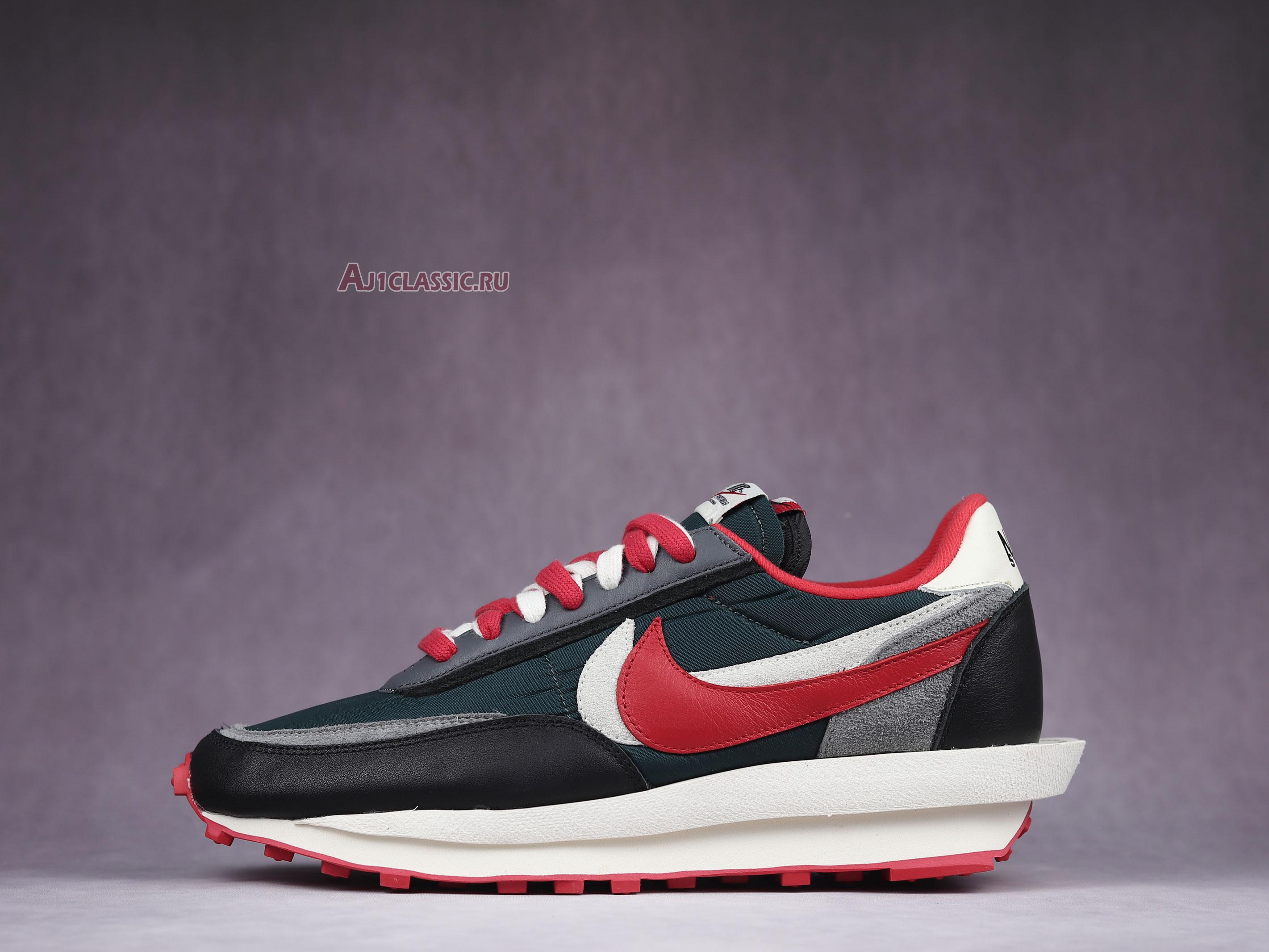 New Sacai x Undercover x Nike LDWaffle "Midnight Spruce University Red" DJ4877-300 Shoes