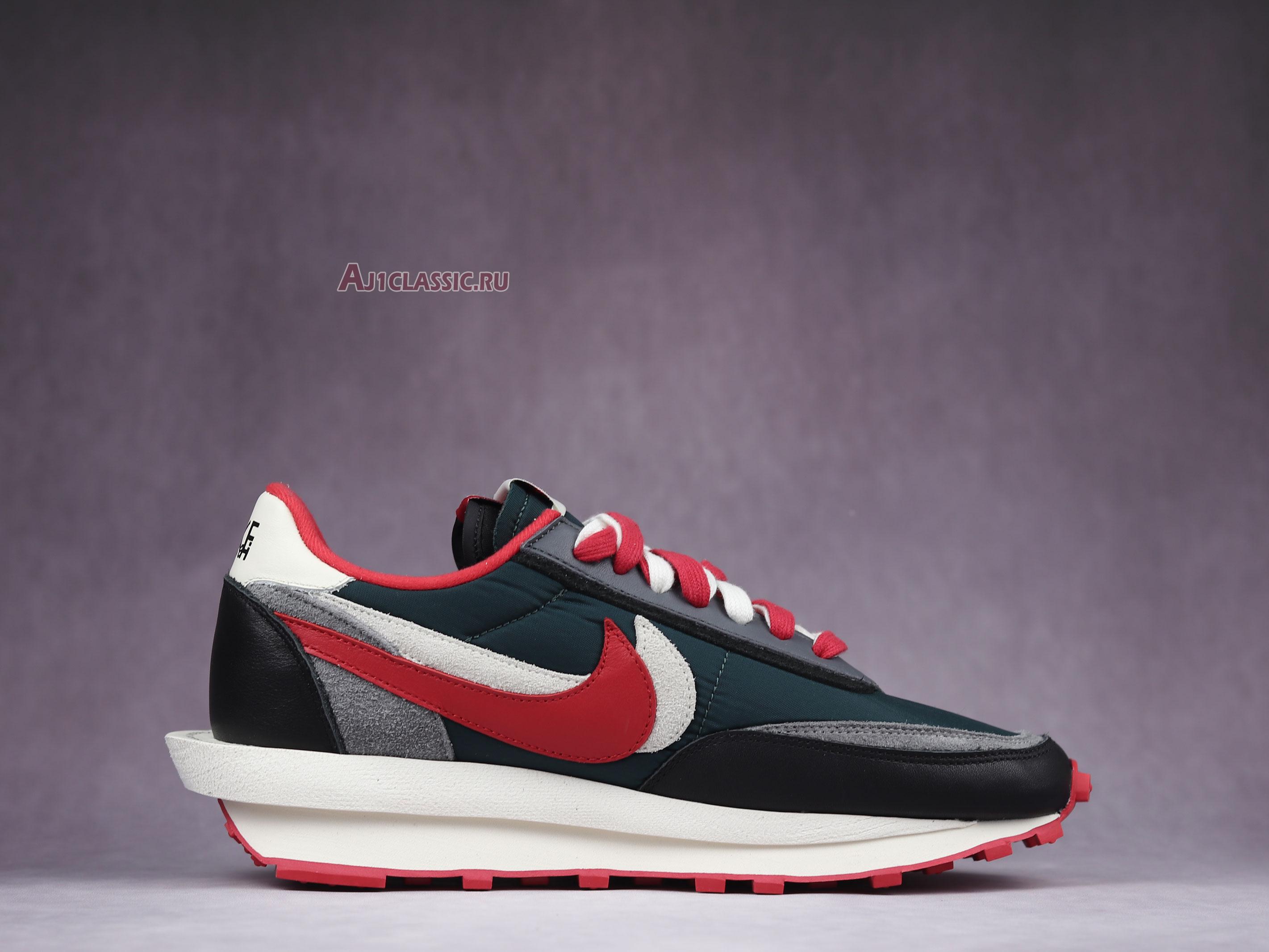 New Sacai x Undercover x Nike LDWaffle "Midnight Spruce University Red" DJ4877-300 Shoes