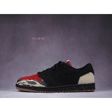 SoleFly x Air Jordan 1 Low Retro OG SP Everglades DN3400-001 Black/Sport Red/Desert/Gum Medium Brown Mens Womens Shoes