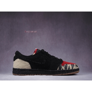 SoleFly x Air Jordan 1 Low Retro OG SP Everglades DN3400-001 Black/Sport Red/Desert/Gum Medium Brown Mens Womens Shoes