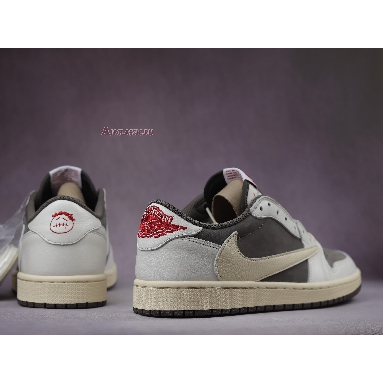 Travis Scott x Air Jordan 1 Low OG Reverse Mocha DM7866-162 Sail/University Red-Ridgerock/Brown Mens Womens Shoes