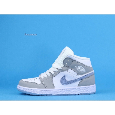 Wmns Air Jordan 1 Mid Wolf Grey Aluminum BQ6472-105 White/Wolf Grey/Aluminum Mens Womens Shoes