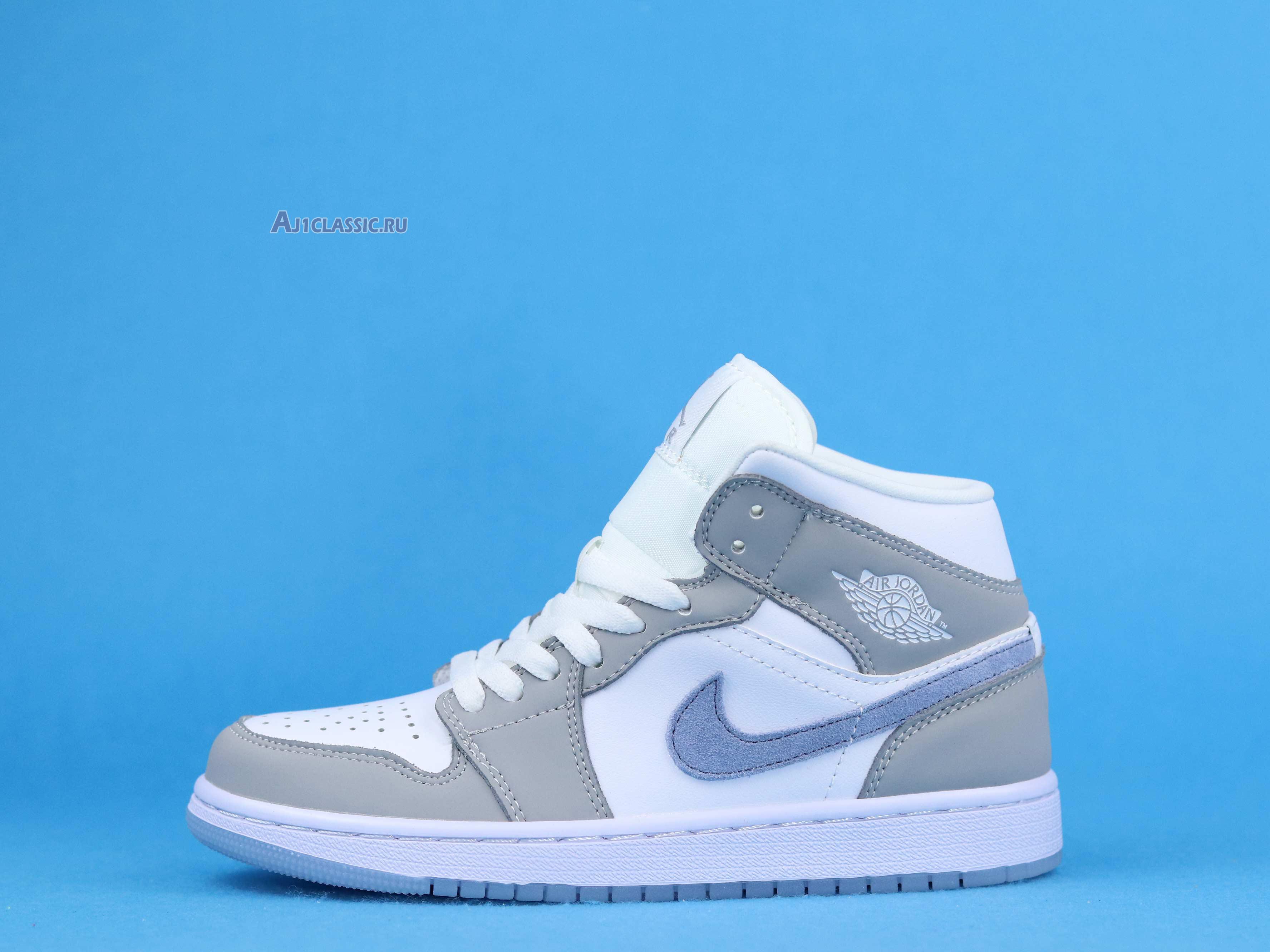 New Wmns Air Jordan 1 Mid "Wolf Grey Aluminum" BQ6472-105 Shoes