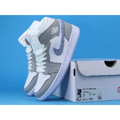 Wmns Air Jordan 1 Mid Wolf Grey Aluminum BQ6472-105 White/Wolf Grey/Aluminum Mens Womens Shoes