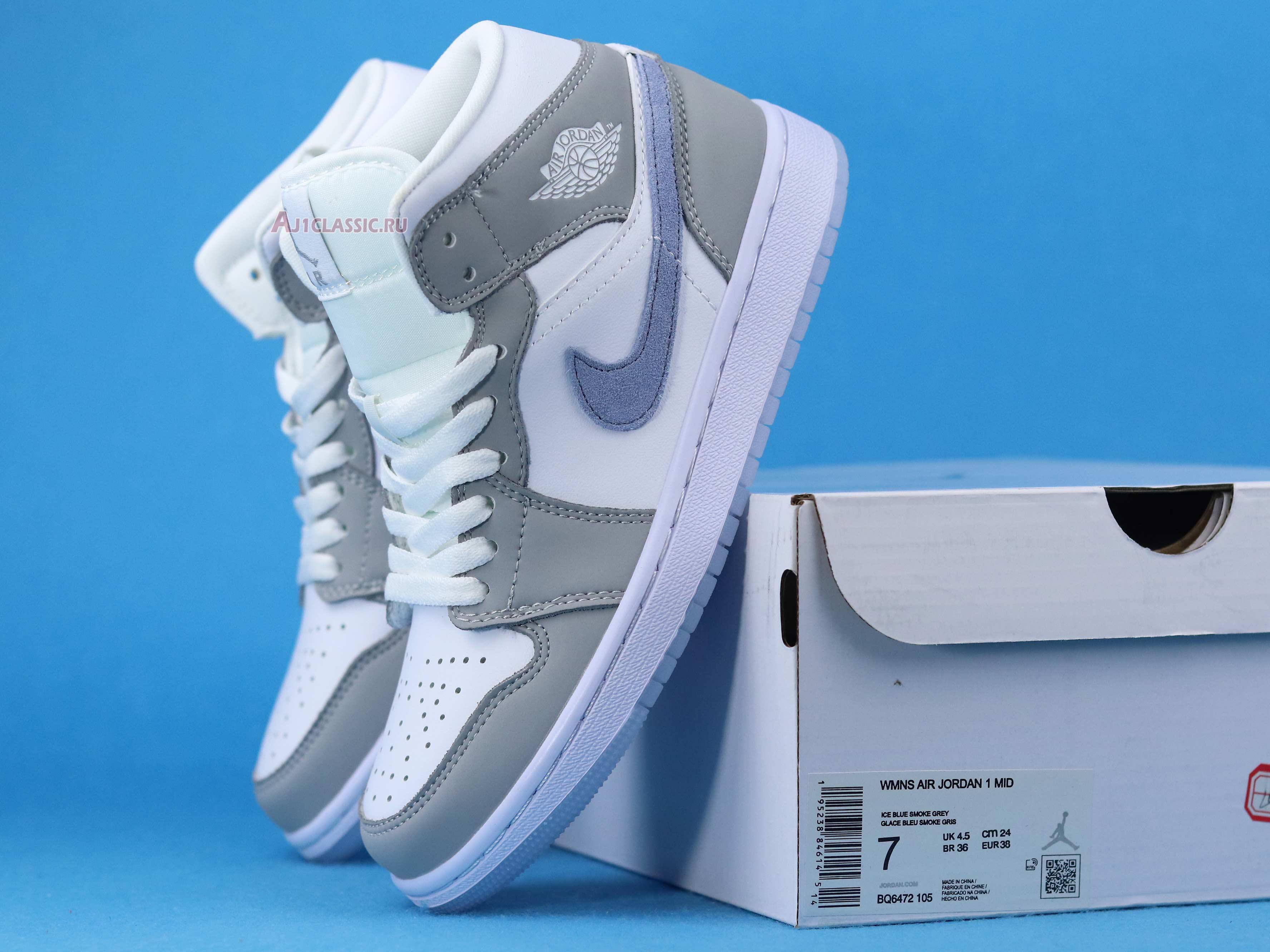 New Wmns Air Jordan 1 Mid "Wolf Grey Aluminum" BQ6472-105 Shoes