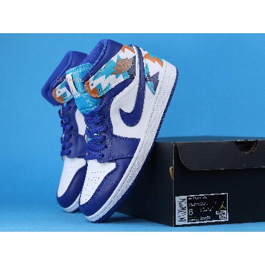 Air Jordan 1 Mid GS Geometric Pint 555112-105 White/White/Concord/Chlorine Blue Sneakers