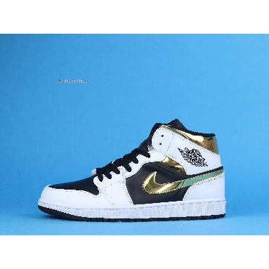 Air Jordan 1 Mid GS White Gold 554724-190 White/Black-Metallic Gold Sneakers