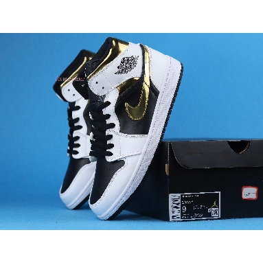 Air Jordan 1 Mid GS White Gold 554724-190 White/Black-Metallic Gold Sneakers