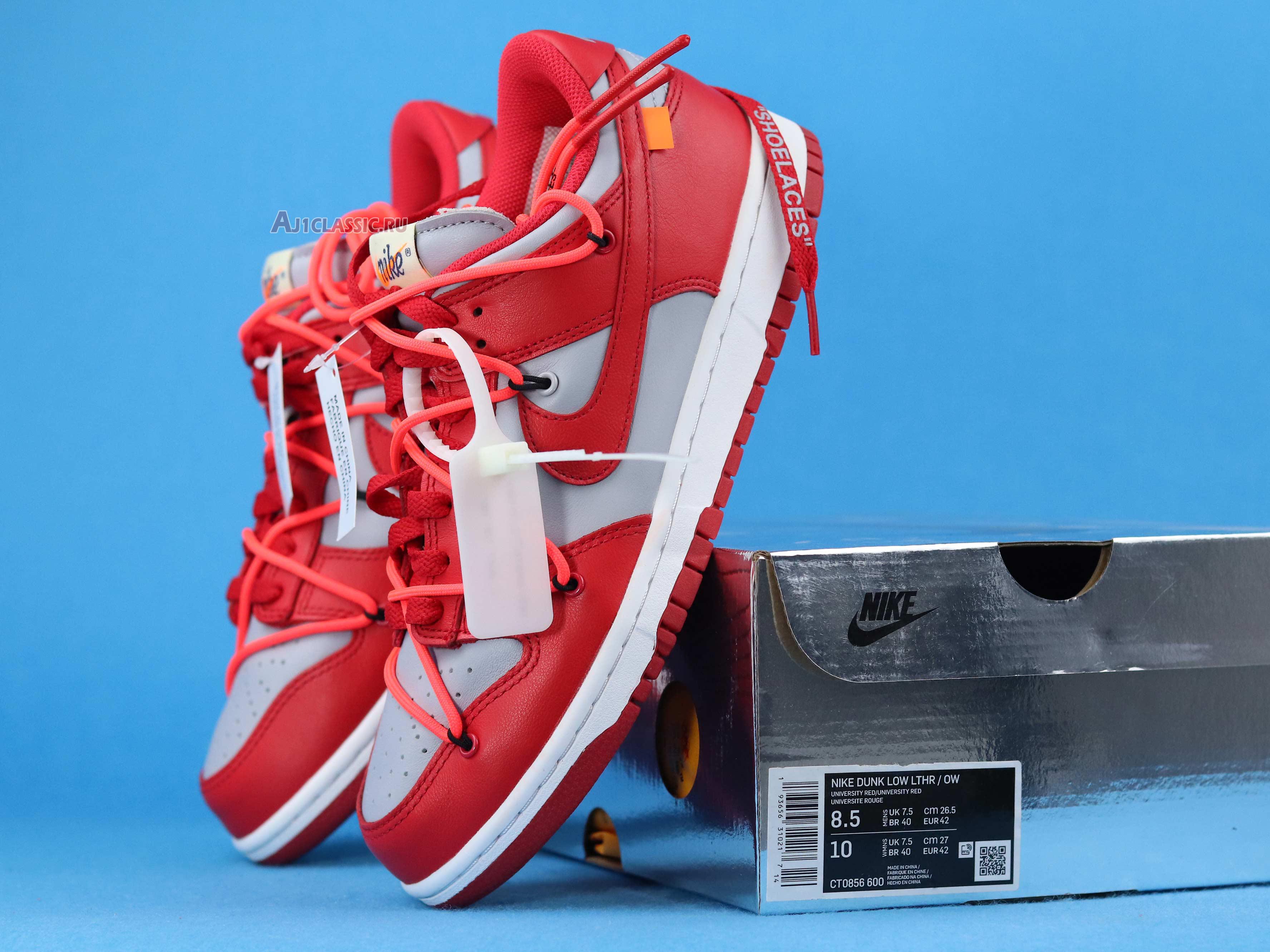 New Off-White x Nike Dunk Low "University Red" CT0856-600-02 Shoes