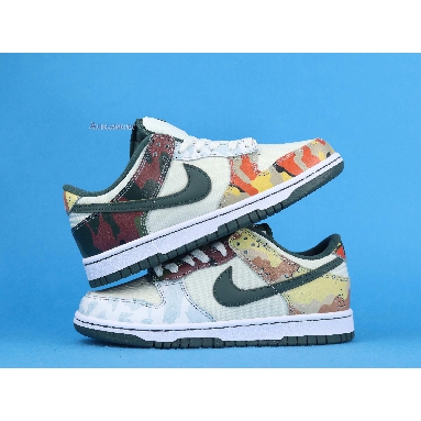 Nike Dunk Low SE Sail Multi-Camo DH0957-100 Sail/Vintage Green/Total Orange/White Mens Womens Shoes