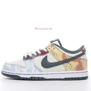 Nike Dunk Low SE Sail Multi-Camo DH0957-100 Sail/Vintage Green/Total Orange/White Mens Womens Shoes