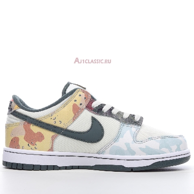 Nike Dunk Low SE Sail Multi-Camo DH0957-100 Sail/Vintage Green/Total Orange/White Mens Womens Shoes