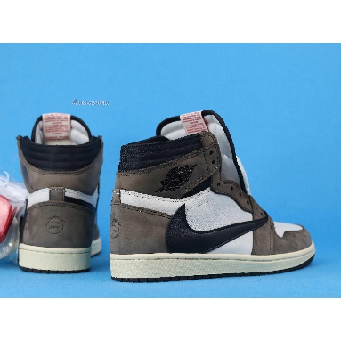 Travis Scott x Air Jordan 1 High OG TS SP Mocha CD4487-100-5 Sail/Dark Mocha-University Red-Black Sneakers