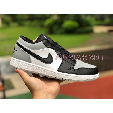 Air Jordan 1 Low Shadow Toe 553558-052 Light Smoke Grey/White-Black Mens Womens Shoes