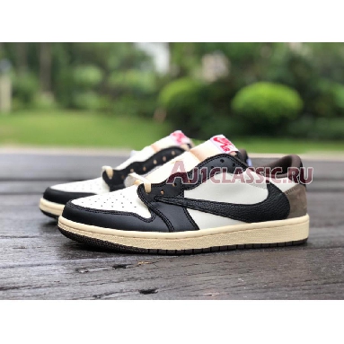 Travis Scott x Air Jordan 1 Low Dark Mocha CQ4277-105 Sail/Dark Mocha/Black/Black Mens Womens Shoes