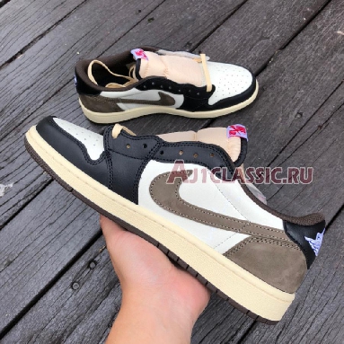 Travis Scott x Air Jordan 1 Low Dark Mocha CQ4277-105 Sail/Dark Mocha/Black/Black Mens Womens Shoes