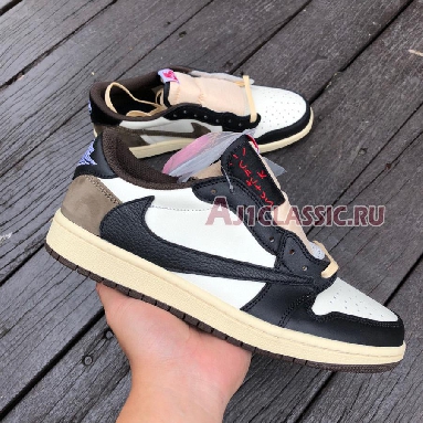 Travis Scott x Air Jordan 1 Low Dark Mocha CQ4277-105 Sail/Dark Mocha/Black/Black Mens Womens Shoes