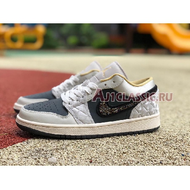 Air Jordan 1 Low SE Beaded Swoosh DV1762-001 Anthracite/Light Bone/Sail/Wolf Grey/Gold Dust Sneakers