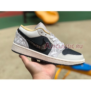 Air Jordan 1 Low SE Beaded Swoosh DV1762-001 Anthracite/Light Bone/Sail/Wolf Grey/Gold Dust Sneakers