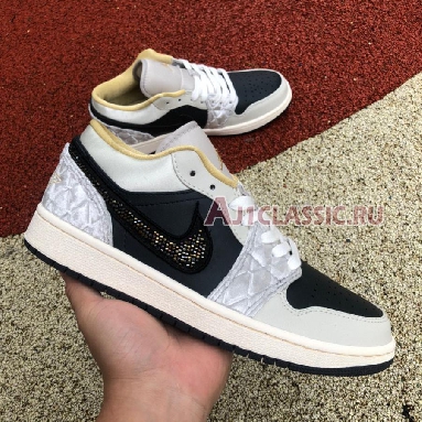 Air Jordan 1 Low SE Beaded Swoosh DV1762-001 Anthracite/Light Bone/Sail/Wolf Grey/Gold Dust Sneakers