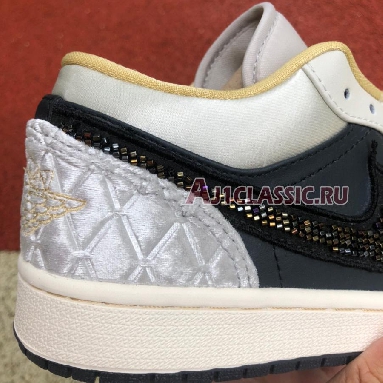 Air Jordan 1 Low SE Beaded Swoosh DV1762-001 Anthracite/Light Bone/Sail/Wolf Grey/Gold Dust Sneakers