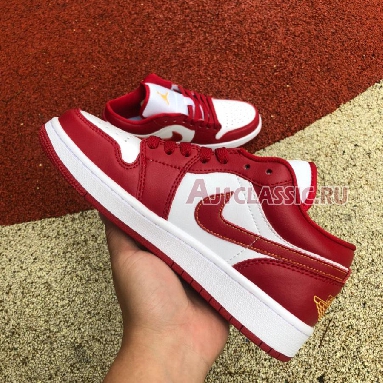 Air Jordan 1 Low Cardinal 553560-607 Noble Red/White/Noble Red/University Gold Mens Womens Shoes