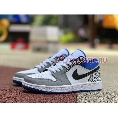 Air Jordan 1 Low True Blue DM1199-140 White/Black-Cement Grey-Dark Marina Blue Sneakers