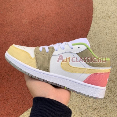 Air Jordan 1 Low SE GS Pastel Grind DJ0341-100 White/White/Vivid Green Sneakers