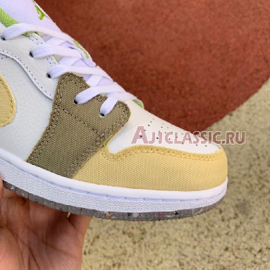 Air Jordan 1 Low SE GS Pastel Grind DJ0341-100 White/White/Vivid Green Sneakers