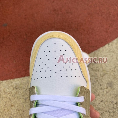 Air Jordan 1 Low SE GS Pastel Grind DJ0341-100 White/White/Vivid Green Mens Womens Shoes