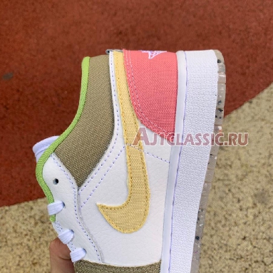 Air Jordan 1 Low SE GS Pastel Grind DJ0341-100 White/White/Vivid Green Sneakers