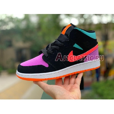 Air Jordan 1 Mid GS Candy 554725-083 Black/Total Orange Sneakers