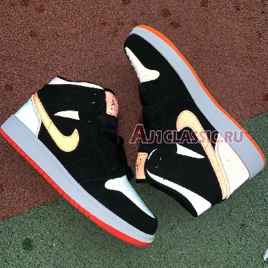 Air Jordan 1 Mid GS Candy 554725-083 Black/Total Orange Mens Womens Shoes