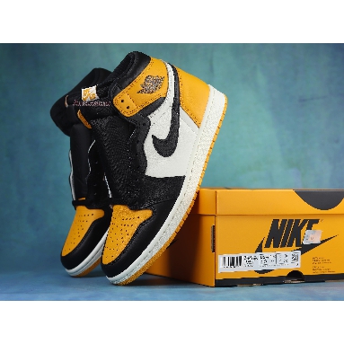 Air Jordan 1 Retro High OG Yellow Toe 555088-711 Taxi/Black/Sail Mens Womens Shoes