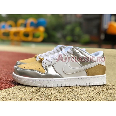 Nike Dunk Low SE Silver Gold Metallic DH4403-700 Gold/Silver-University Red-White Mens Womens Shoes